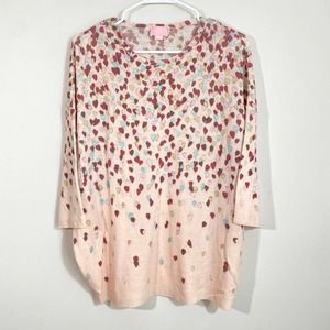 GIAMBA Paris Wool Cashmere 3/4 Sleeve Tunic Sweater Womens Sz Medium Pink Hearts